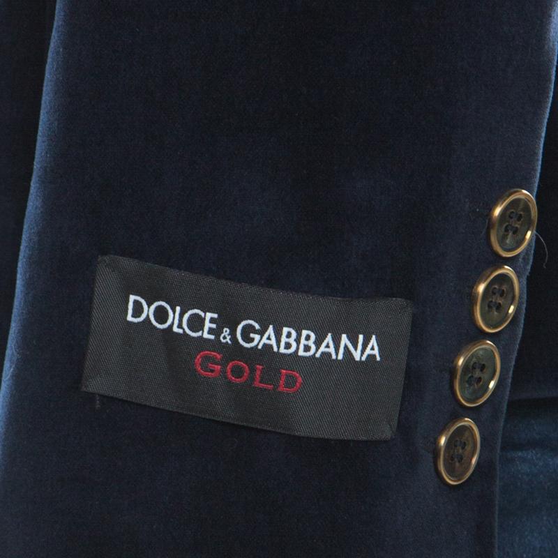 Women's Dolce & Gabbana Navy Blue Velvet Notch Lapel Blazer S