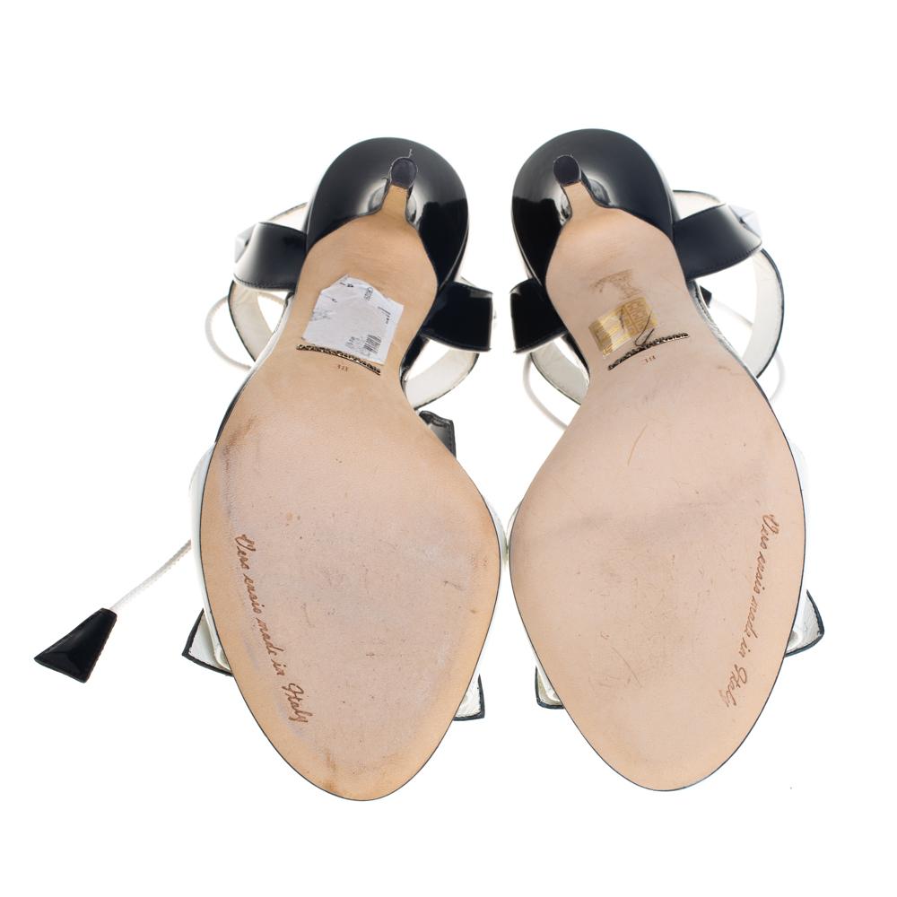 Women's Dolce & Gabbana Navy Blue/White Ankle Tie Open Toe Sandals Size 38