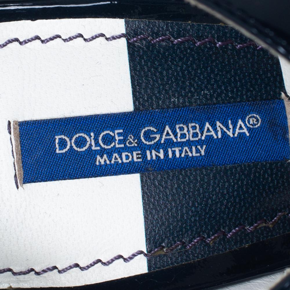 Dolce & Gabbana Navy Blue/White Ankle Tie Open Toe Sandals Size 38 2