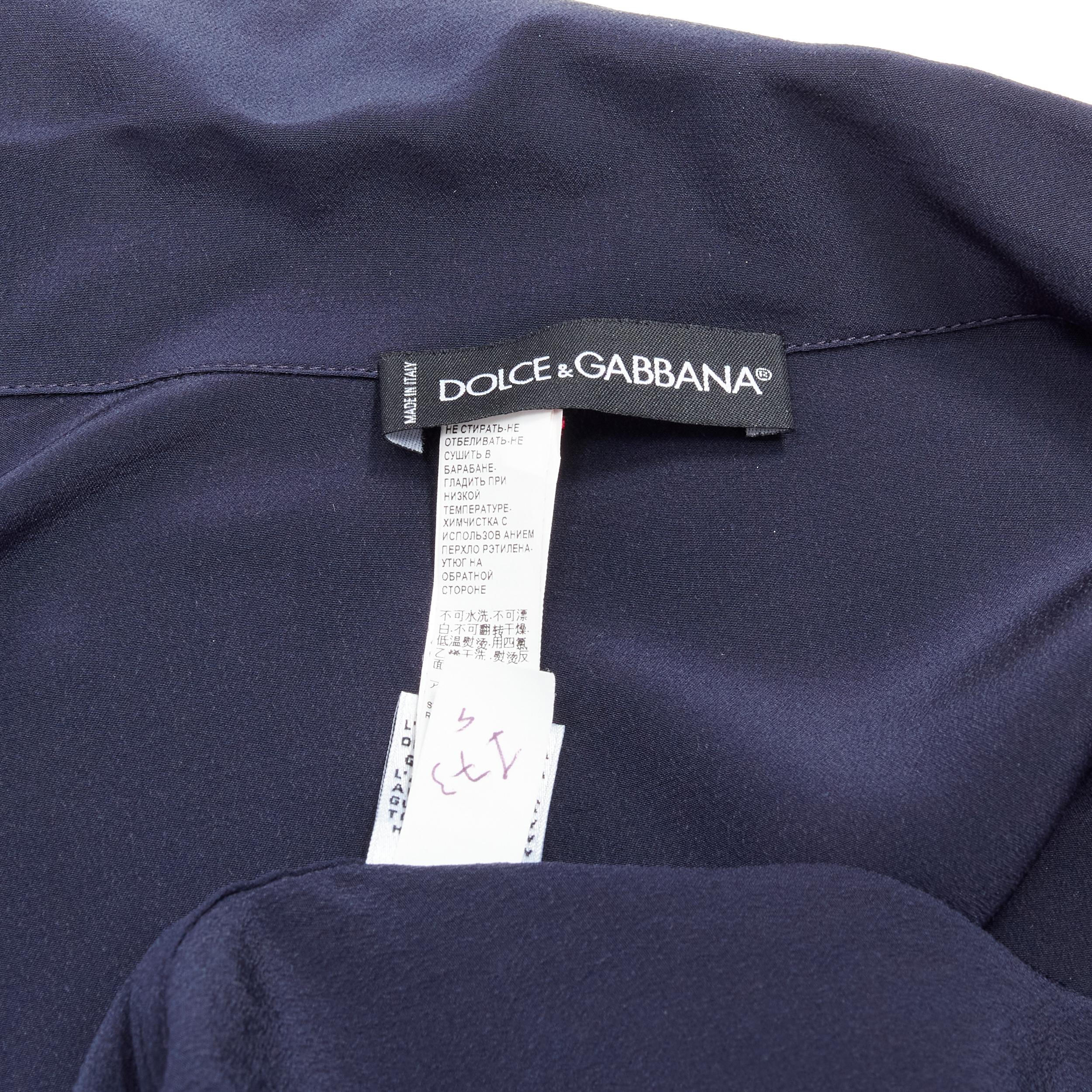 DOLCE GABBANA navy blue white piping casual pajama shirt S IT4 For Sale 3