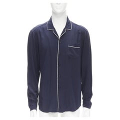 DOLCE GABBANA navy blue white piping casual pajama shirt S IT4