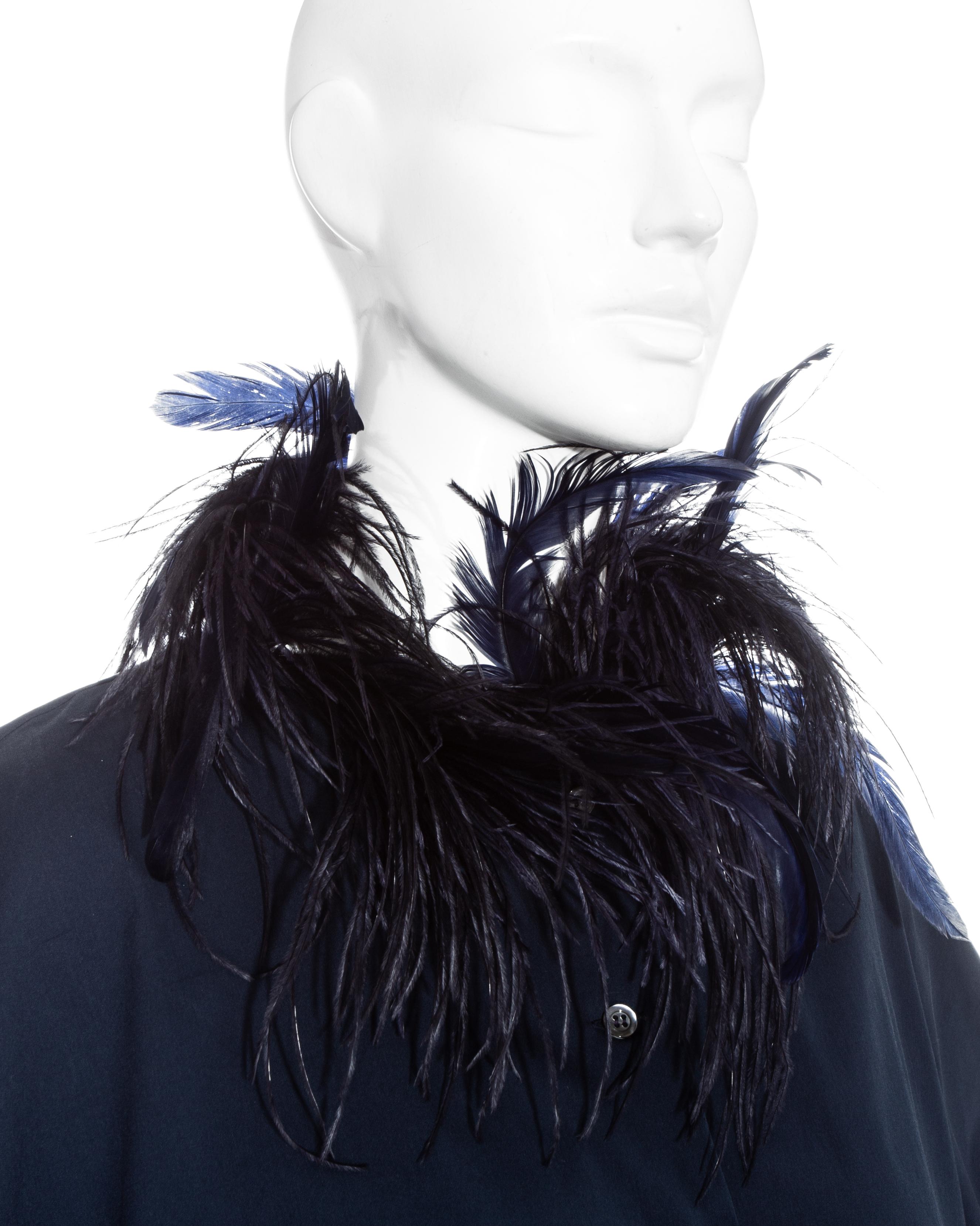 Dolce & Gabbana navy feathered pant suit, fw 1990 In Excellent Condition For Sale In London, GB
