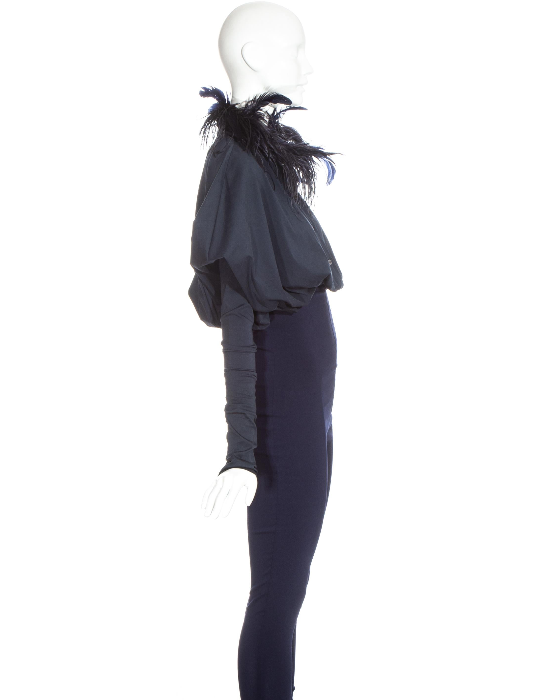 Dolce & Gabbana navy feathered pant suit, fw 1990 For Sale 2