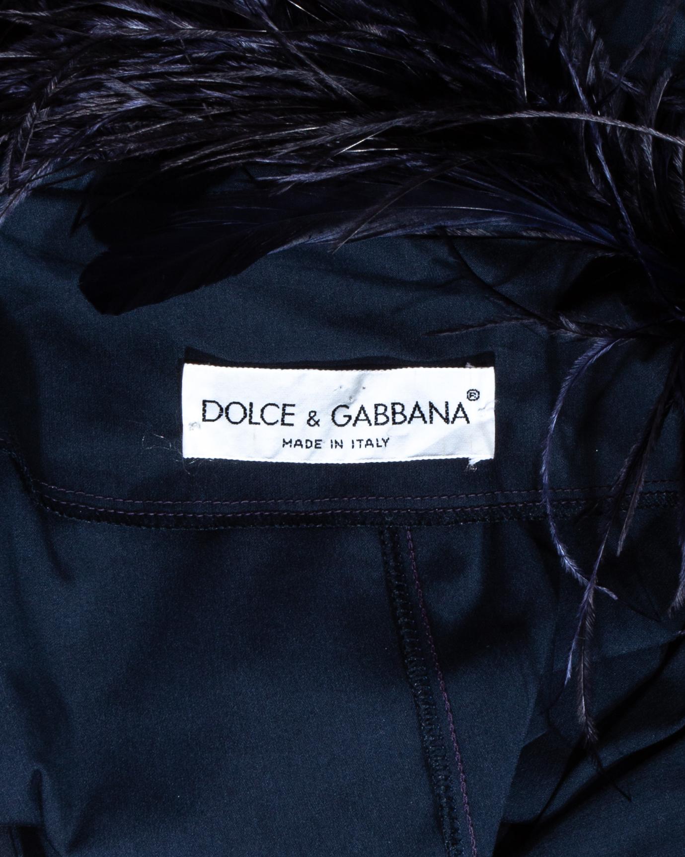 Dolce & Gabbana navy feathered pant suit, fw 1990 For Sale 4