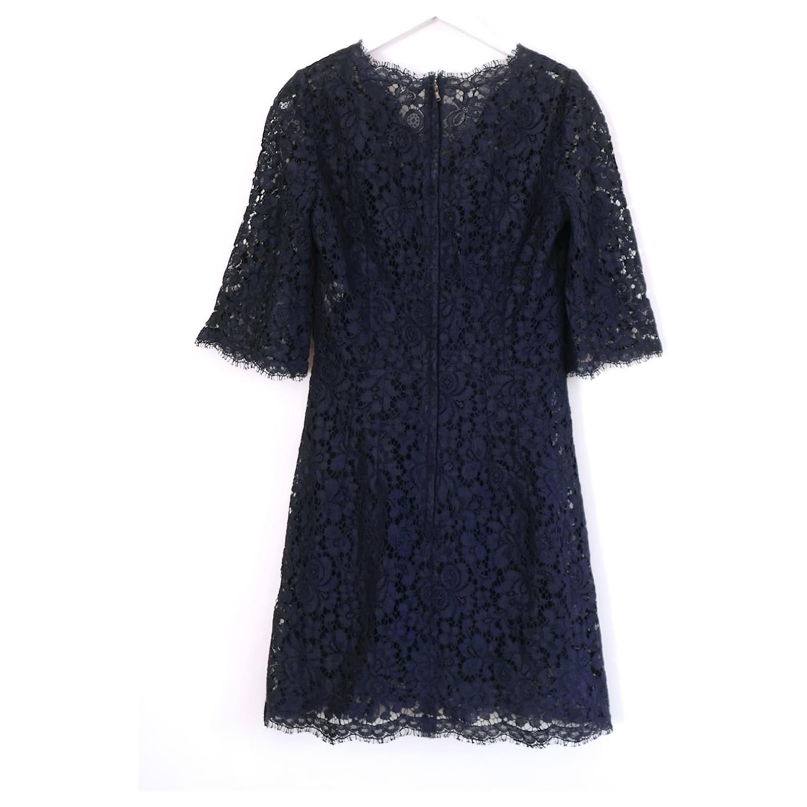Dolce & Gabbana Navy Lace Dress For Sale 1