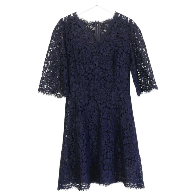 Dolce and Gabbana Navy Lace Dress For Sale at 1stDibs