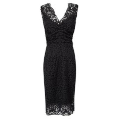 Dolce & Gabbana Navy Lace Ruched Dress Size S