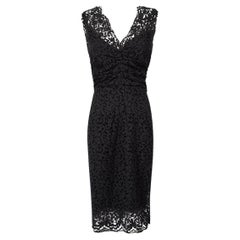 Dolce & Gabbana Navy Lace Ruched Dress Size S