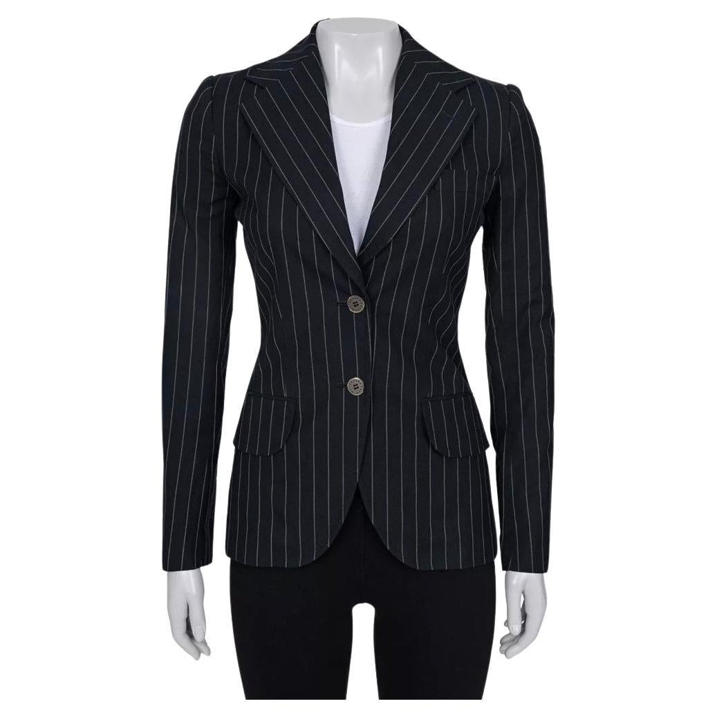 Dolce & Gabbana Navy Pinstripe Fitted Blazer - Size 38/XS