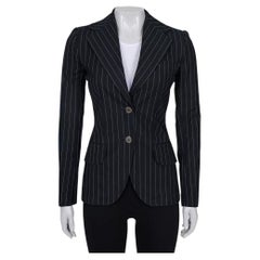 Dolce 
Gabbana - Blazer aderente gessato blu - Taglia 38/XS