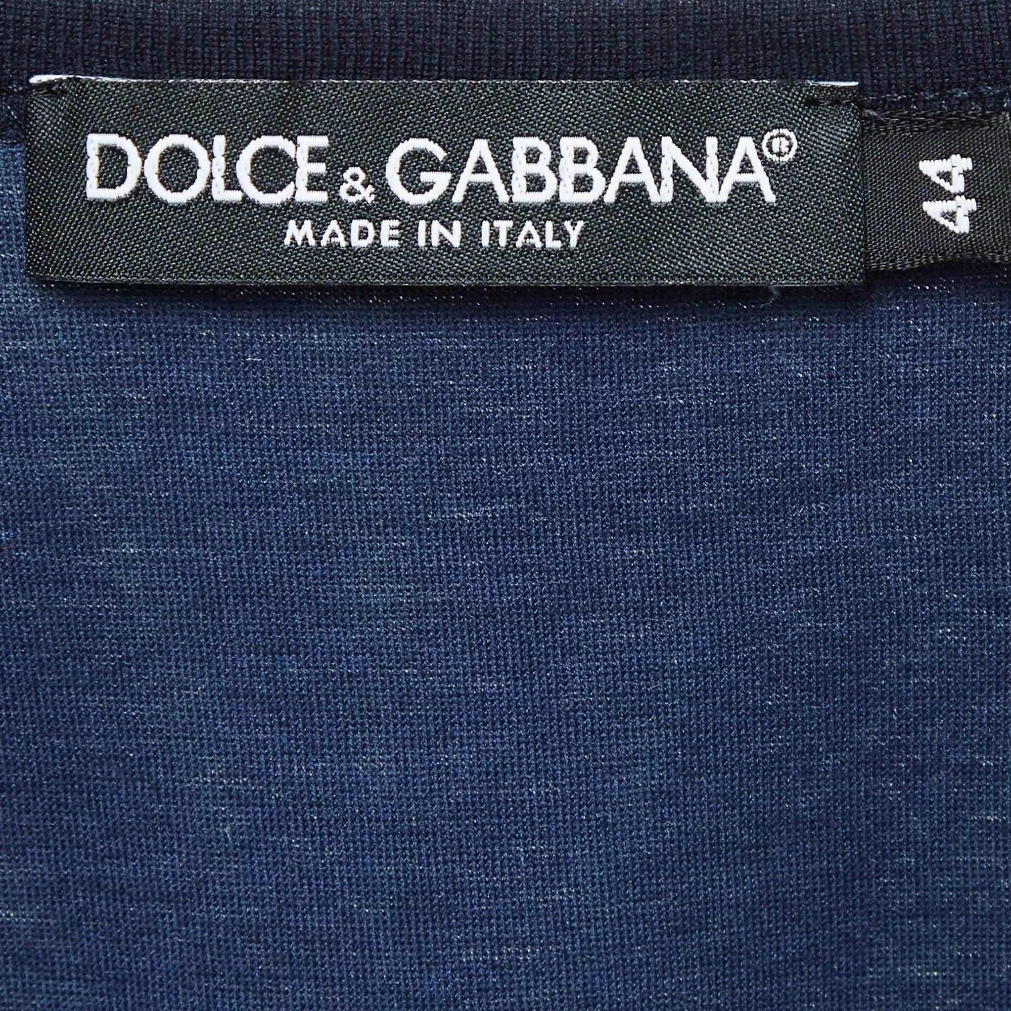 T-shirt sans manches Dolce & Gabbana imprimé bleu marine XS Excellent état à Dubai, Al Qouz 2