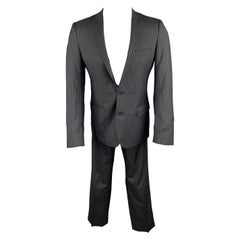 DOLCE 
GABBANA Navy Stripe Size 36 Silk / Virgin Wool Notch Lapel Suit