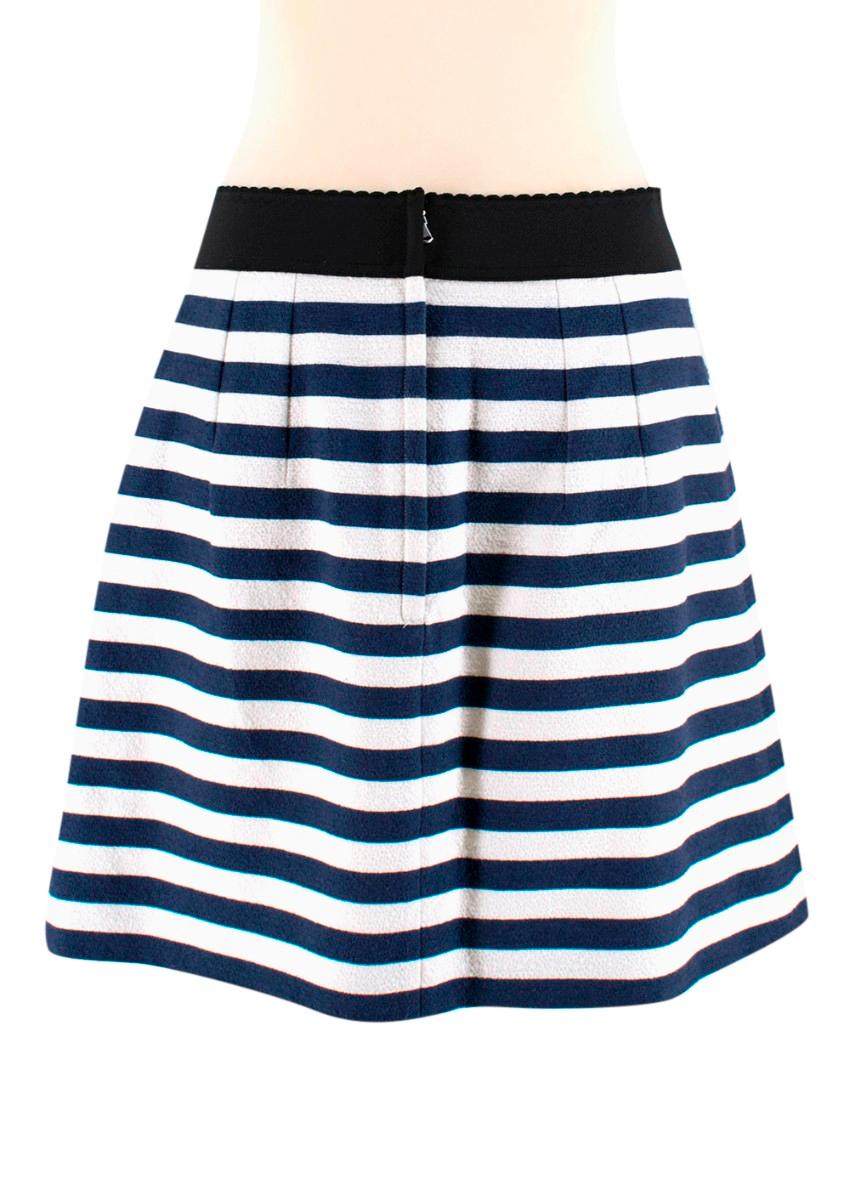 navy and white striped skirt