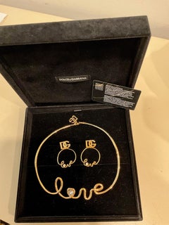 Dolce & Gabbana Necklace and Earring Matching "Love" Set with Box NEW
