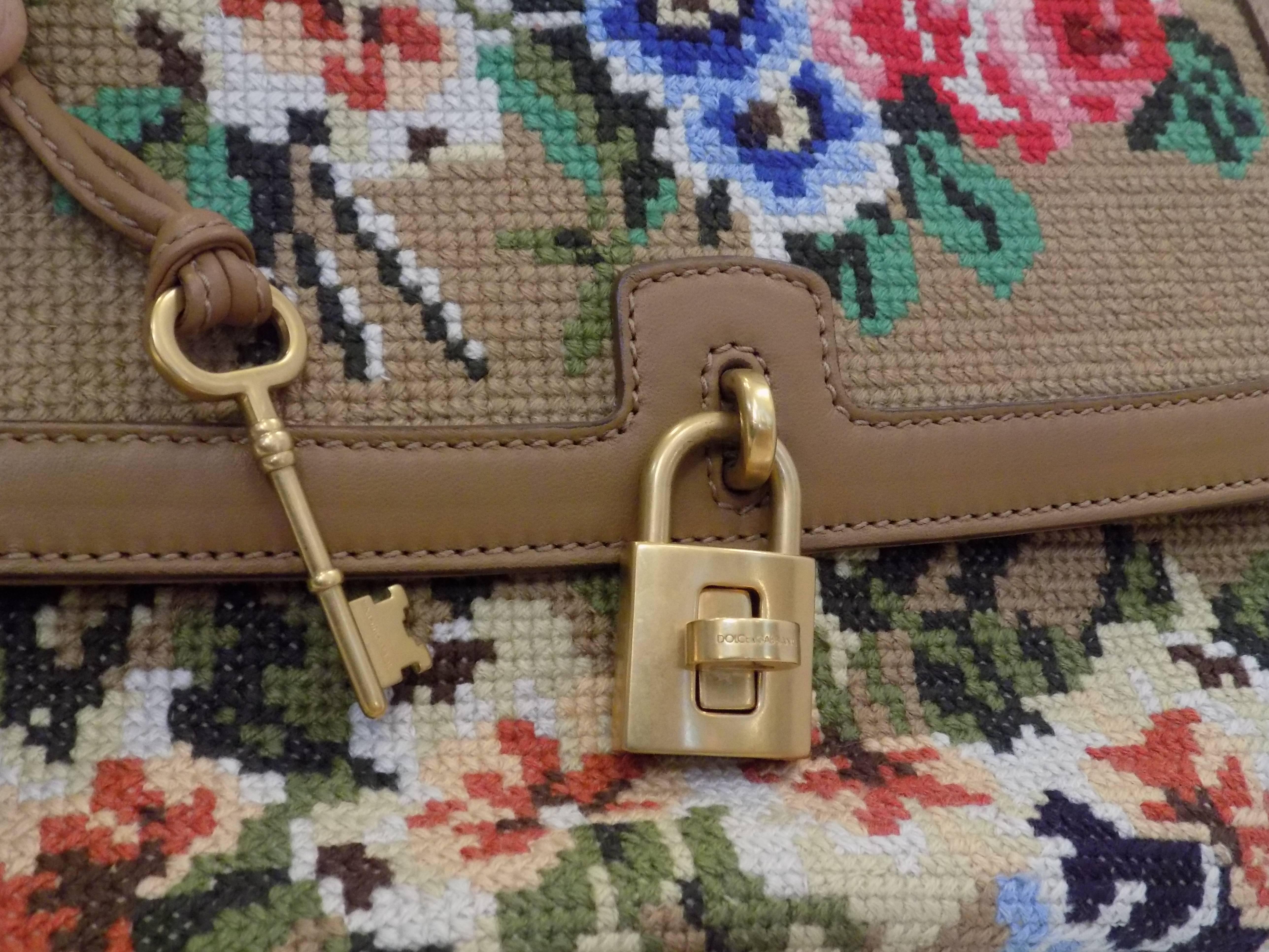 Brown Dolce & Gabbana Needlepoint Bag