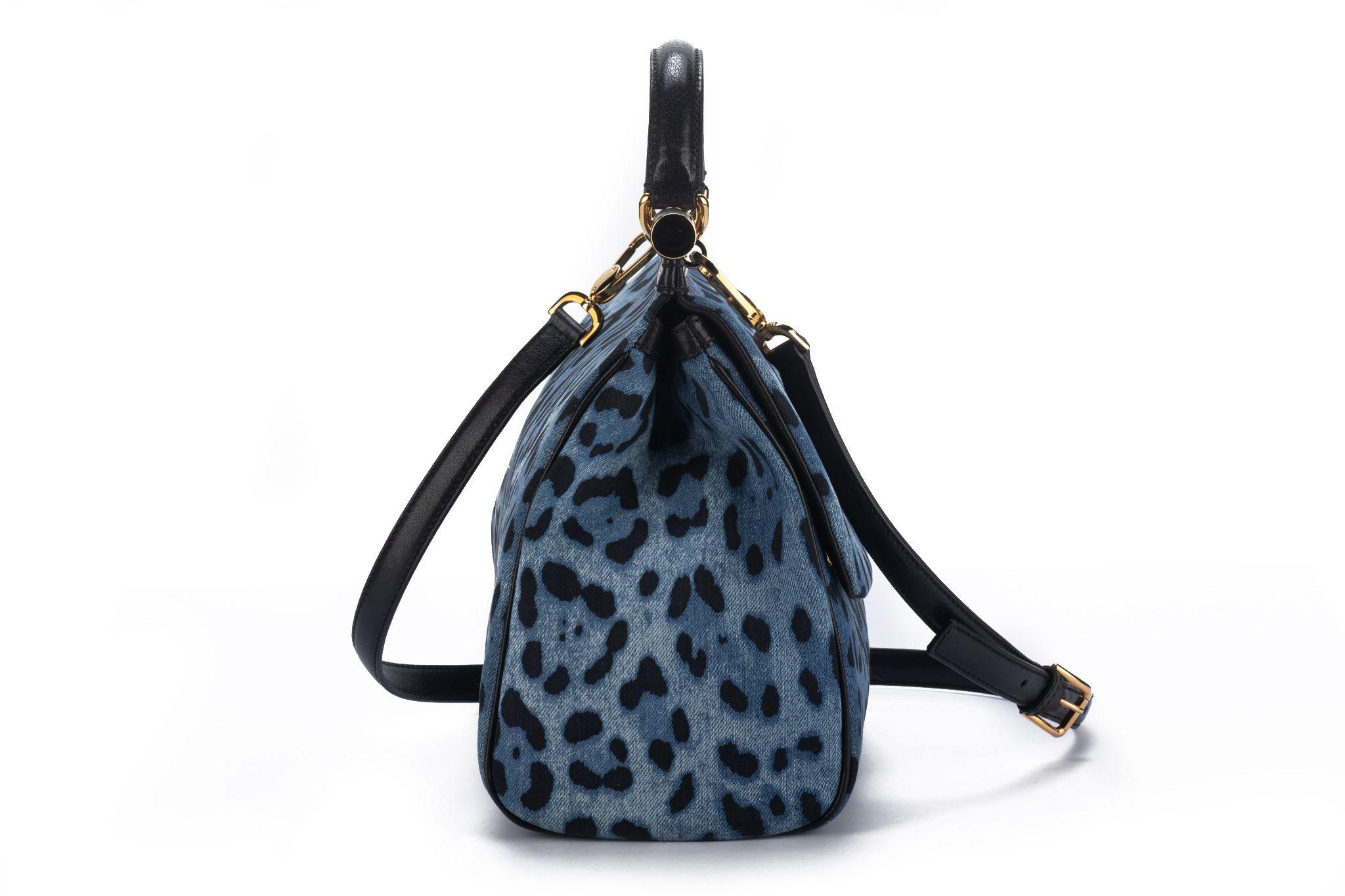 Dolce & Gabbana Neue Cheetah-Denim-Tasche LG (Schwarz) im Angebot