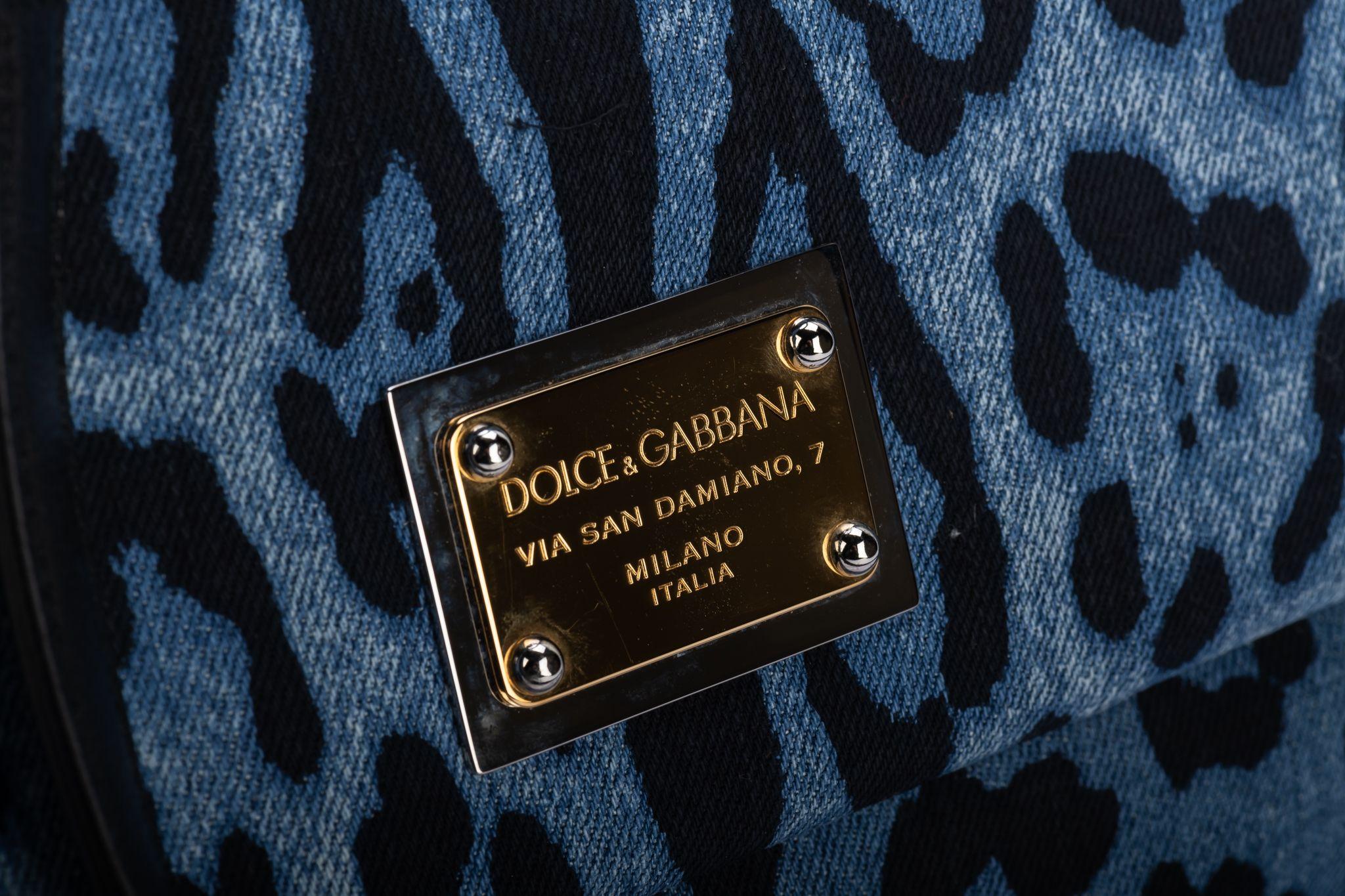 Dolce & Gabbana New Cheetah Denim LG Bag In New Condition For Sale In West Hollywood, CA