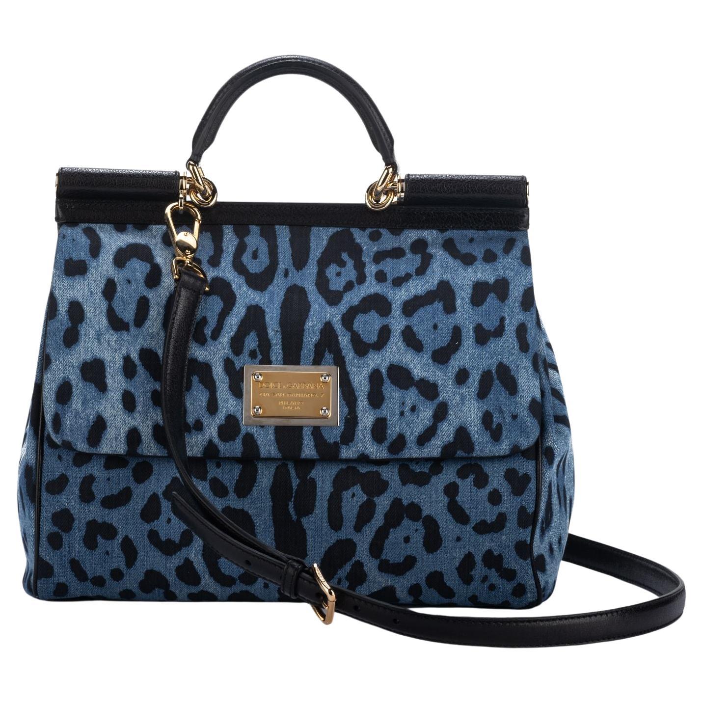 Dolce & Gabbana New Cheetah Denim LG Bag For Sale