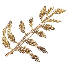 Dolce & Gabbana New Gold Leaf Silver Pink Crystal Super Large Brooch