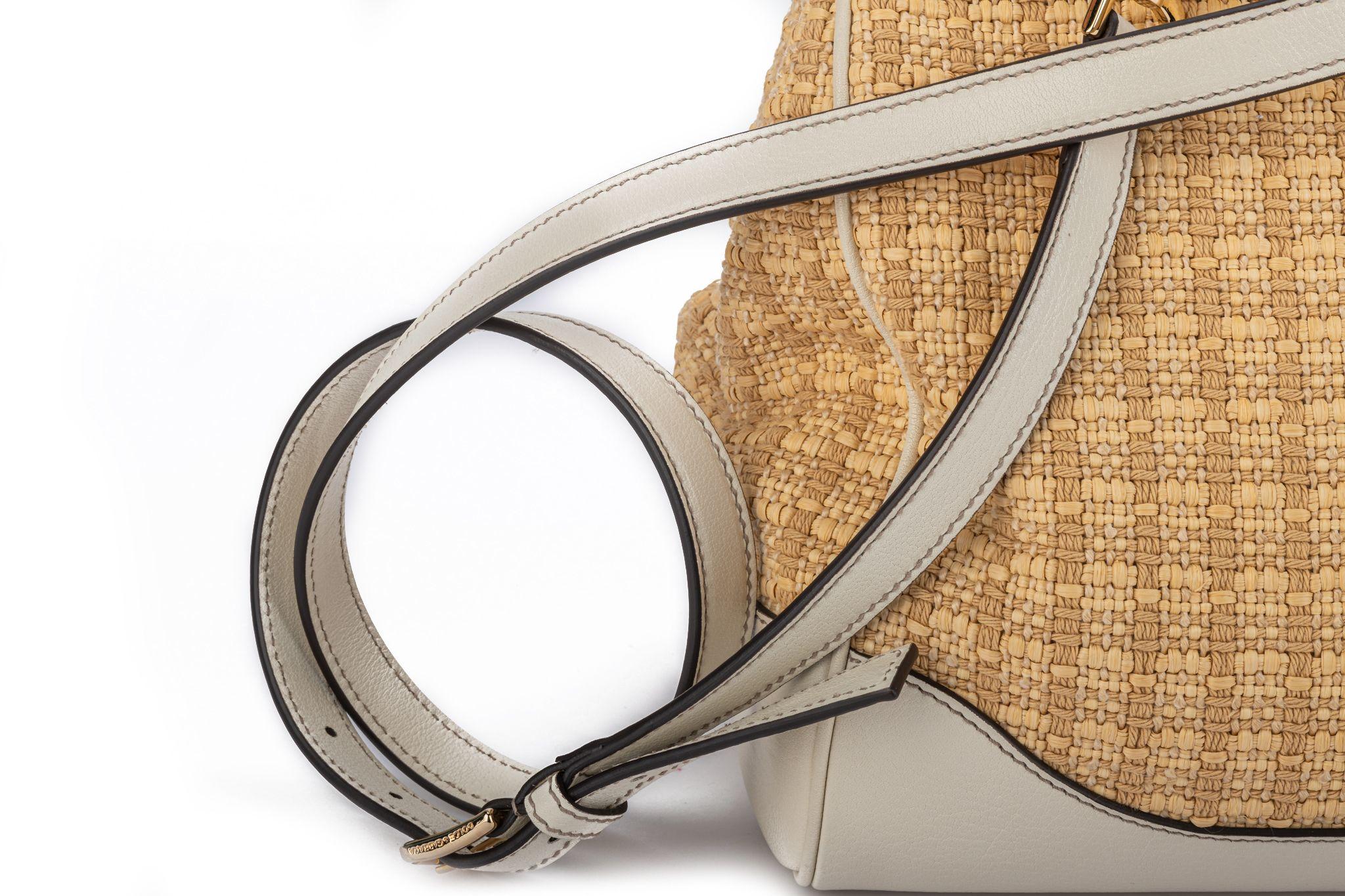 Dolce Gabbana New Large Straw Cream Bag For Sale 2