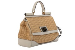 Dolce Gabbana New Large Straw Cream Bag
