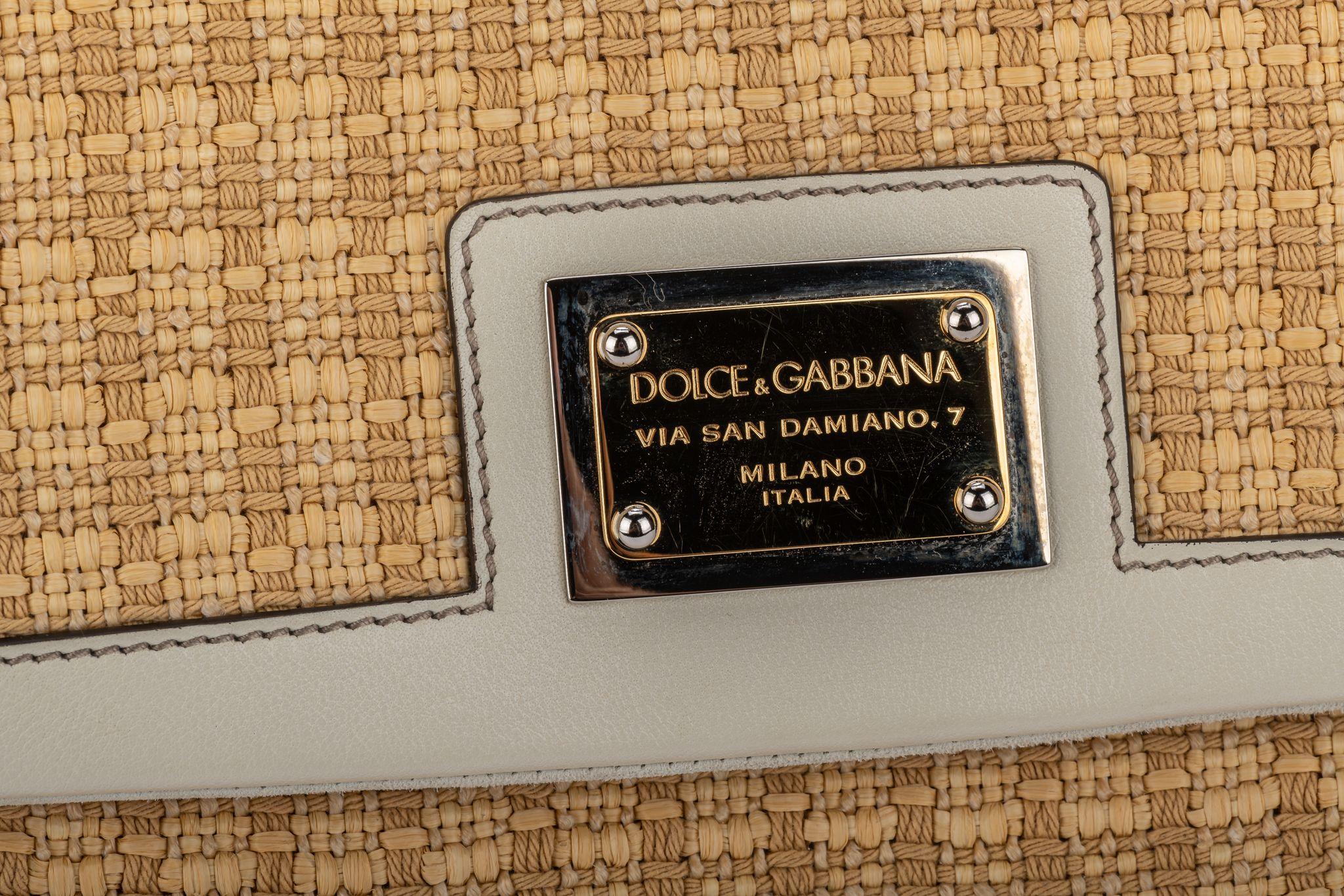 Brown Dolce Gabbana New Large Straw Cream Bag For Sale