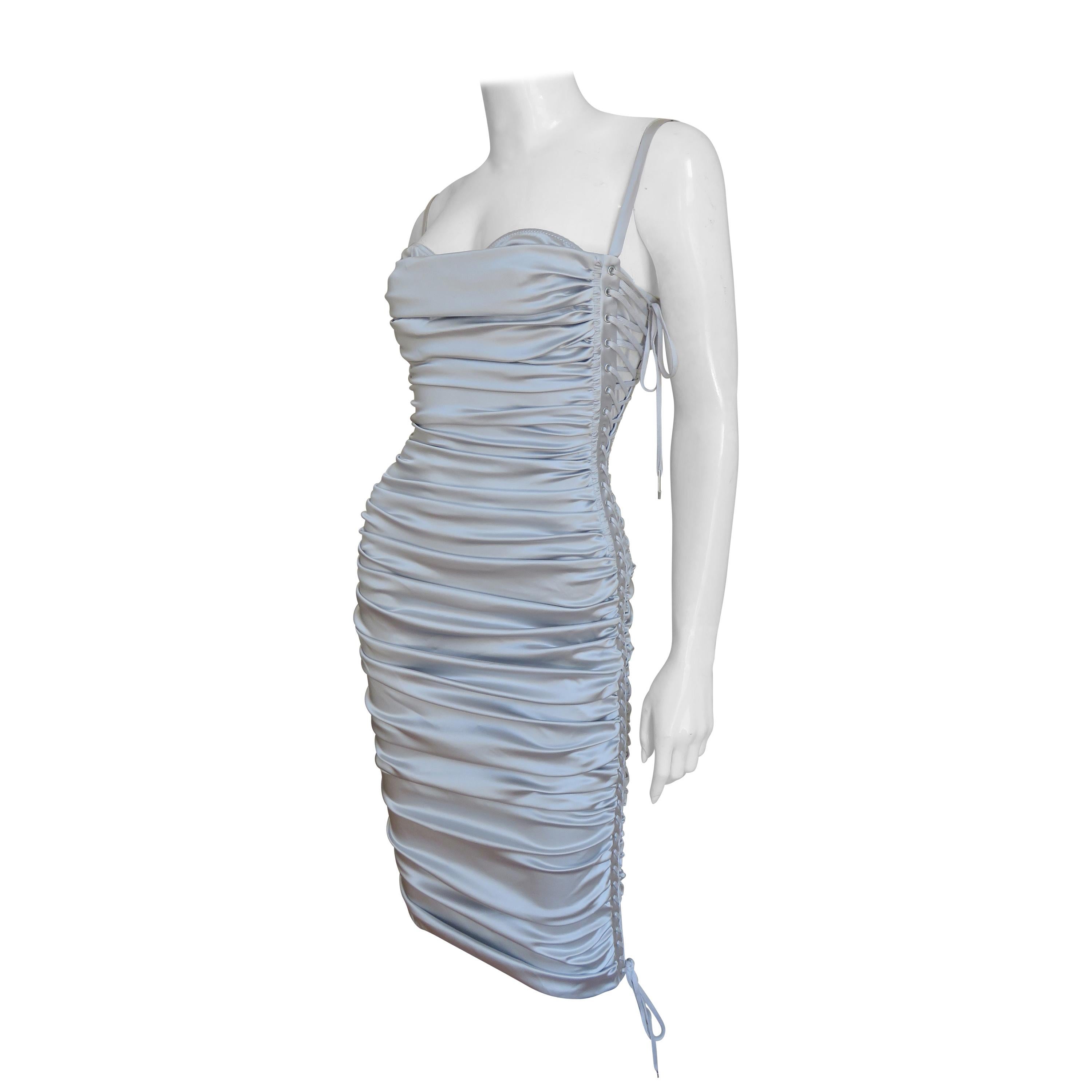 yves saint laurent cocktail dress in alternating silver and white sequin bands