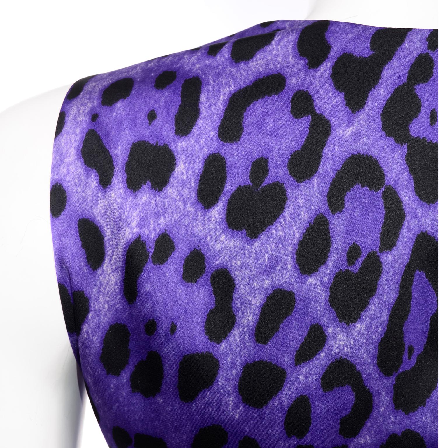 Women's Dolce & Gabbana New With Original Tags Black Tuxedo Vest w Purple Leopard Back