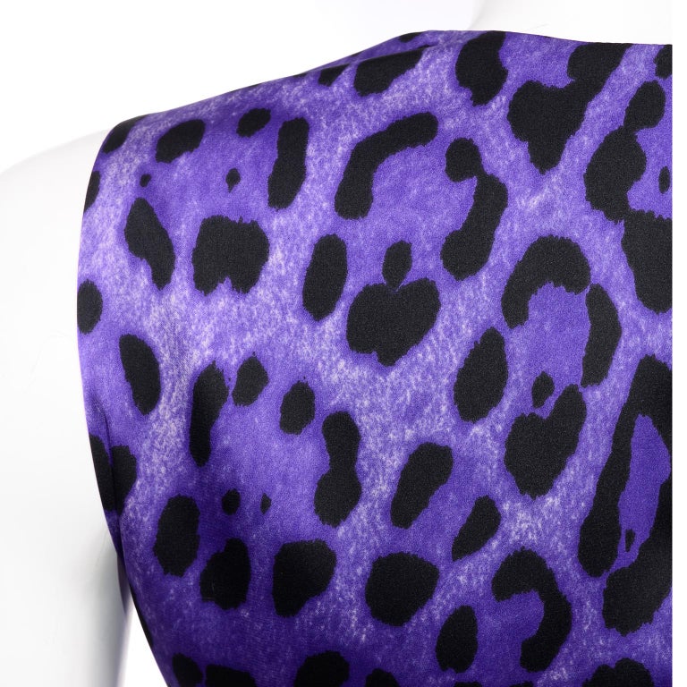 Dolce & Gabbana New With Original Tags Black Tuxedo Vest w Purple Leopard Back For Sale 3
