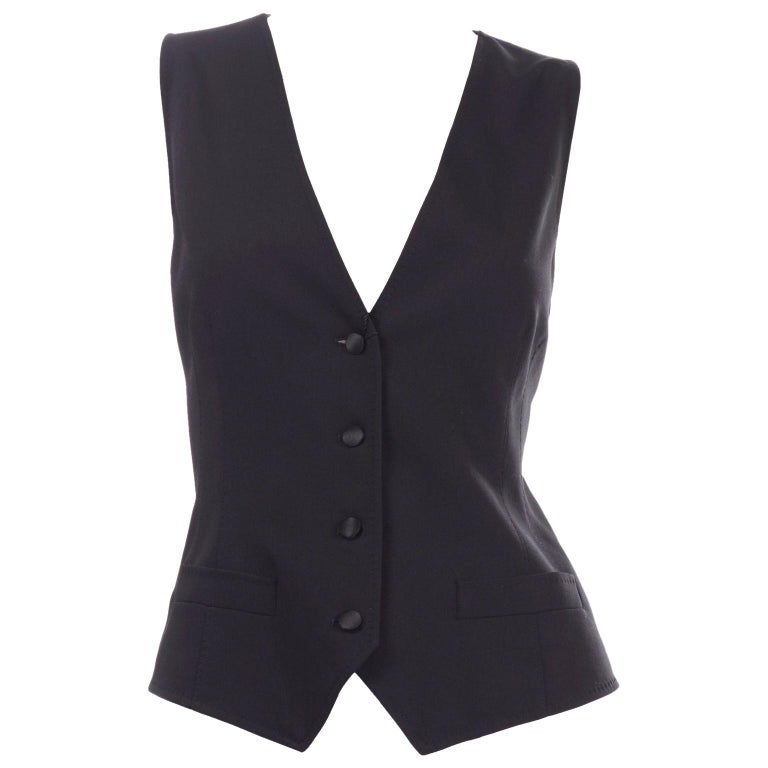 Dolce & Gabbana New With Original Tags Black Tuxedo Vest w Purple Leopard Back For Sale