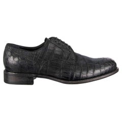 Dolce & Gabbana Nubuck Crocodile Leather Derby Shoes Black 40