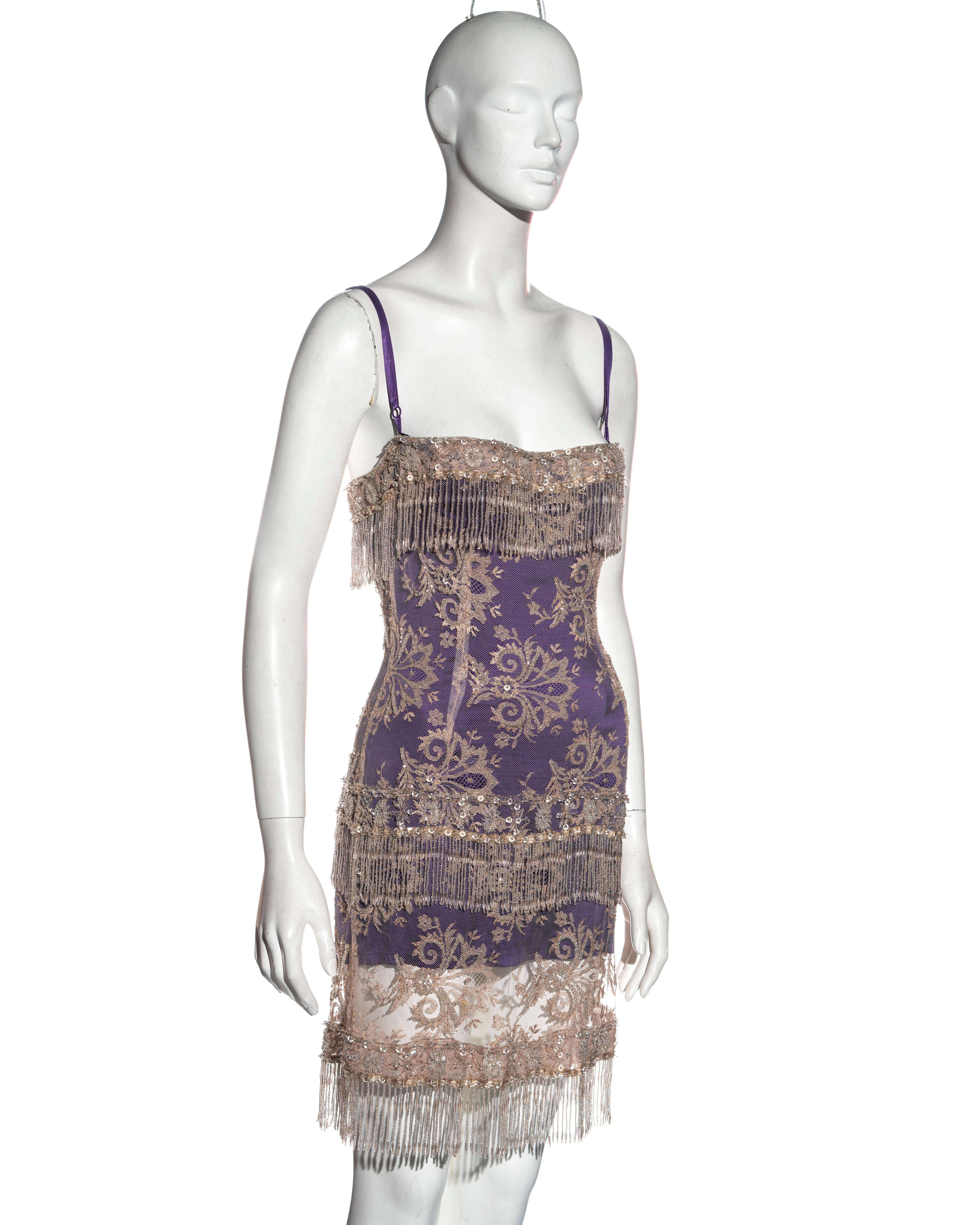 Dolce & Gabbana nude beaded lace mini dress, ss 2000 In Excellent Condition In London, GB
