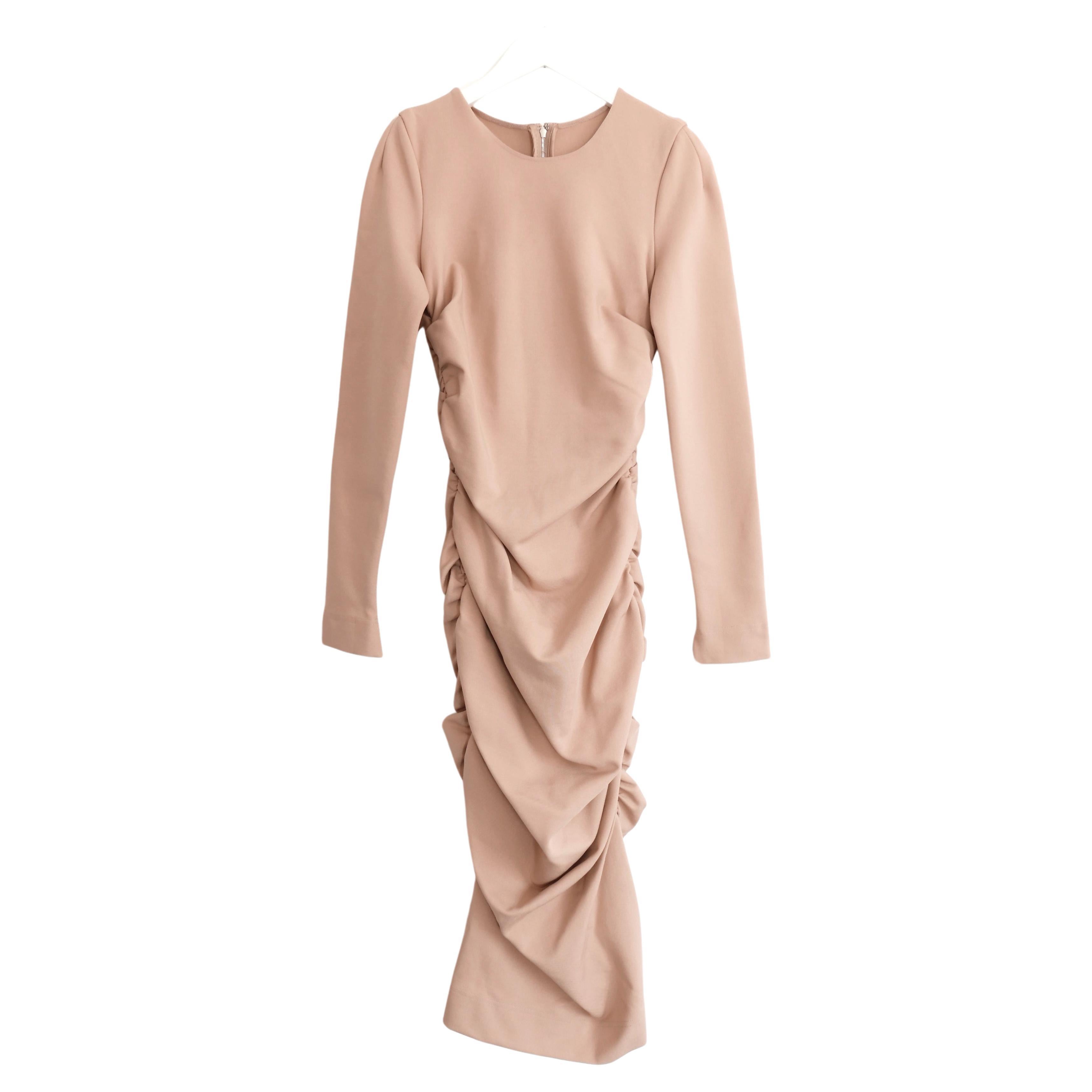 Dolce & Gabbana Nude Beige Ruched Midi Dress  For Sale