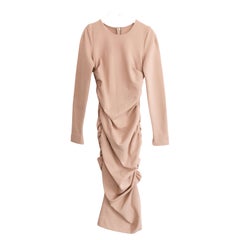 Dolce & Gabbana Nude Beige Ruched Midi Dress 