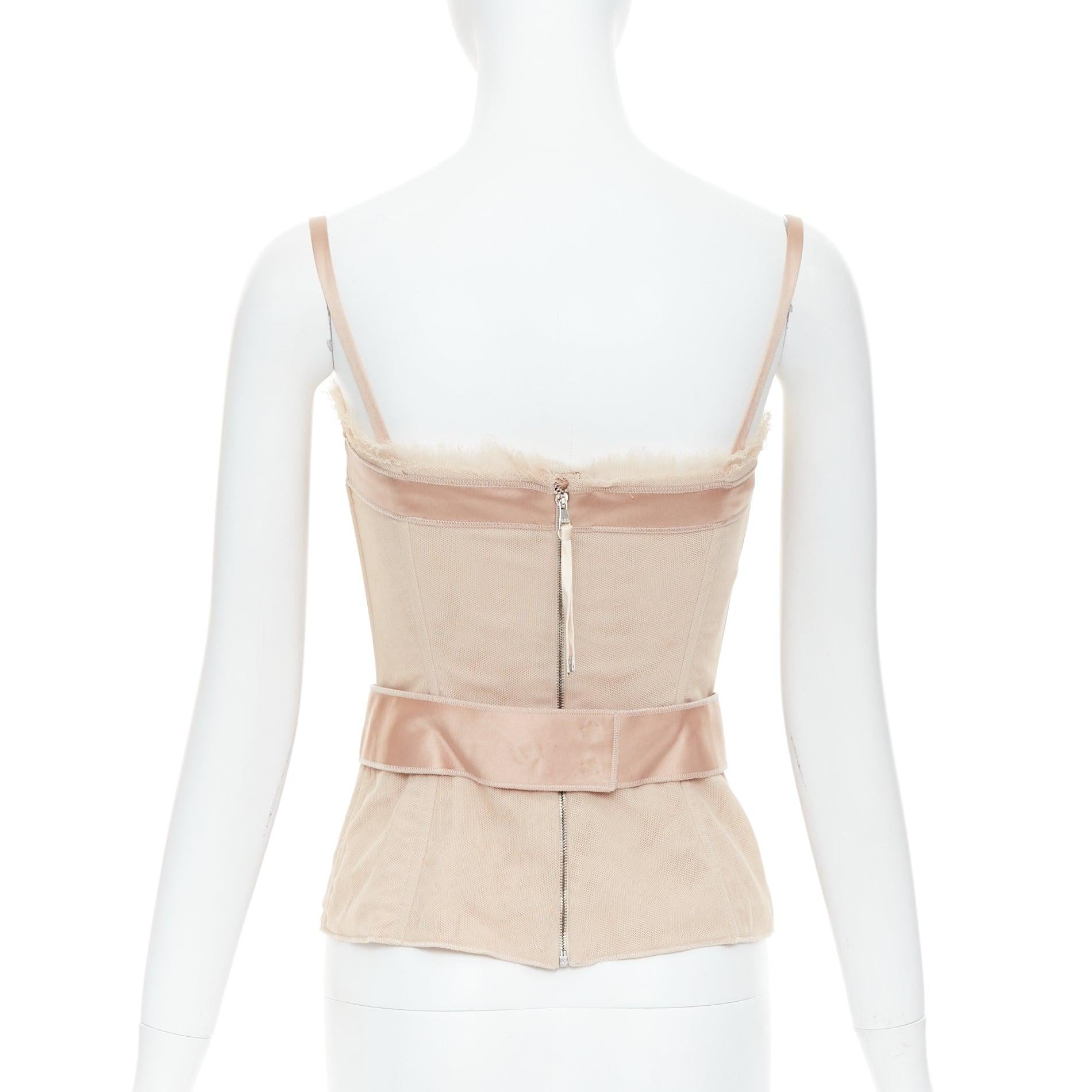 DOLCE GABBANA nude cotton tulle bust satin belt corset bustier IT40 S 1