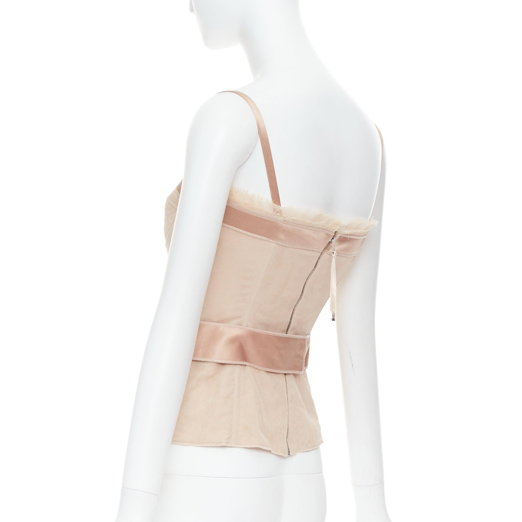 DOLCE GABBANA nude cotton tulle bust satin belt corset bustier IT40 S 2