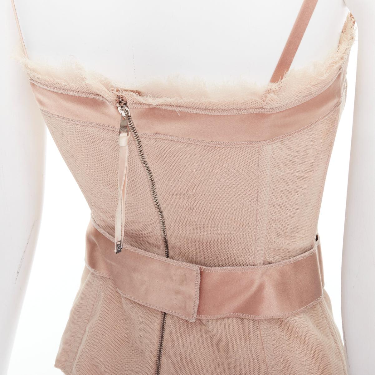DOLCE GABBANA nude cotton tulle bust satin belt corset bustier IT40 S 3