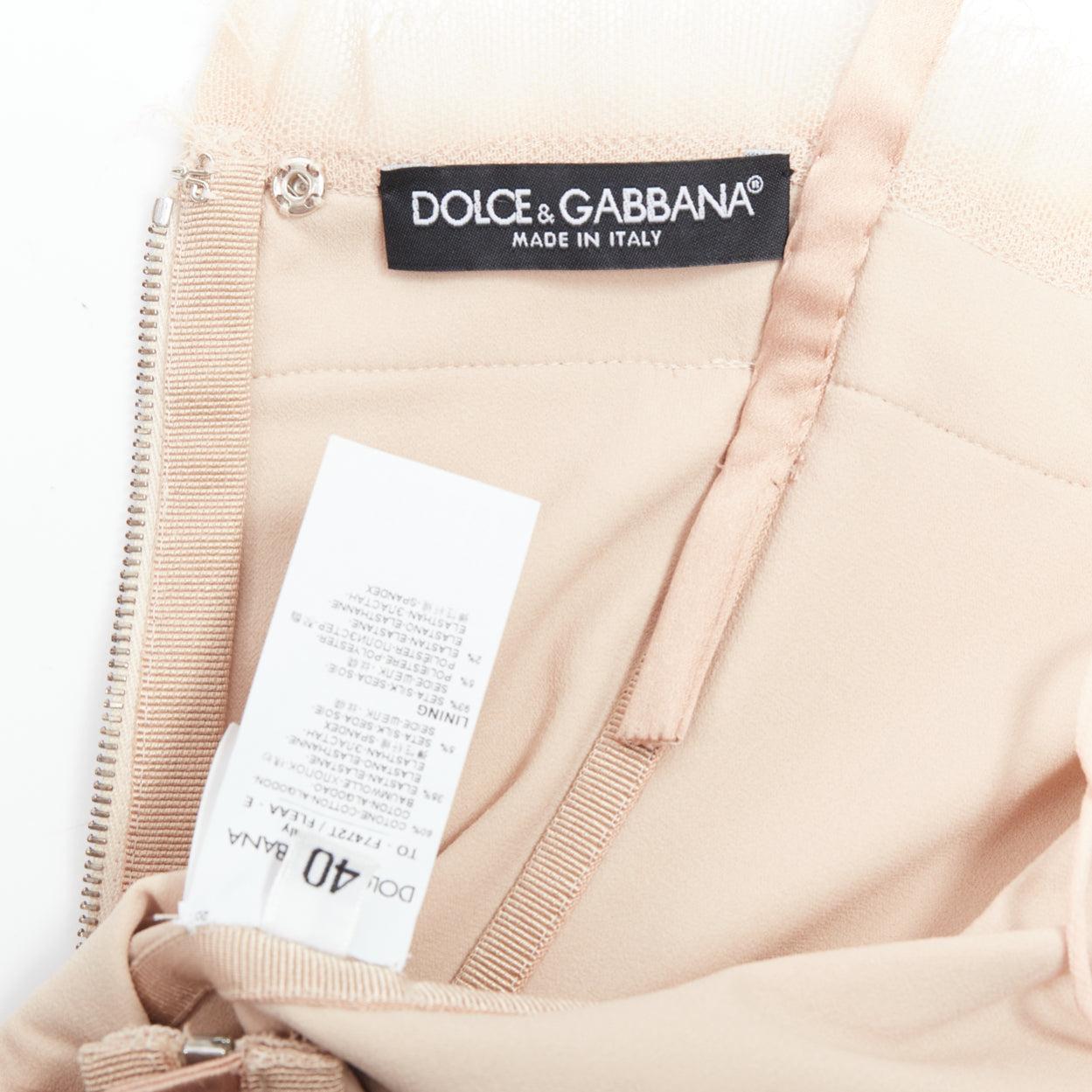DOLCE GABBANA nude cotton tulle bust satin belt corset bustier IT40 S 4
