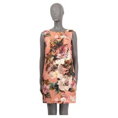 DOLCE & GABBANA nude pink wool blend FLORAL JACQUARD SLEEVELESS Dress M