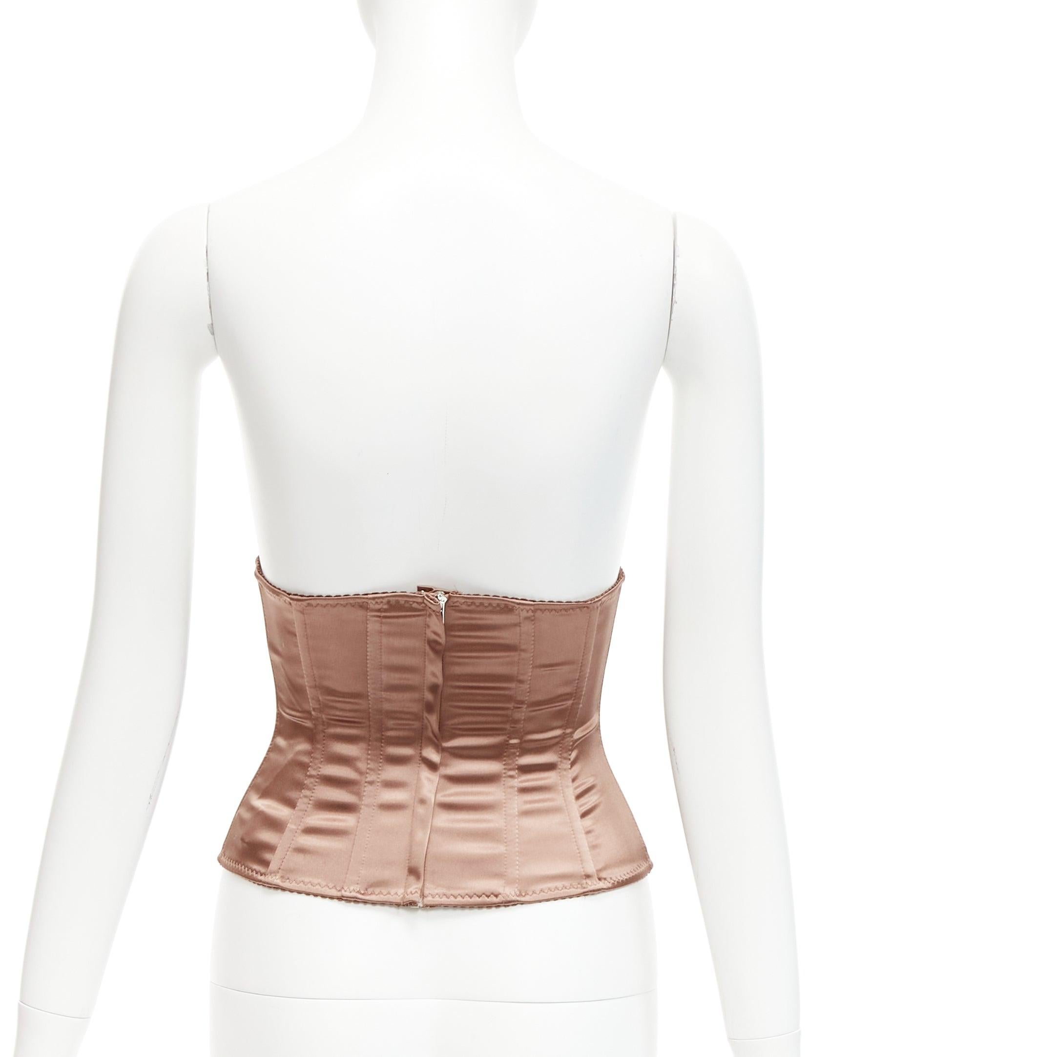 DOLCE GABBANA nude ribbon lace detailing boned corset belt IT36 XXS For Sale 1