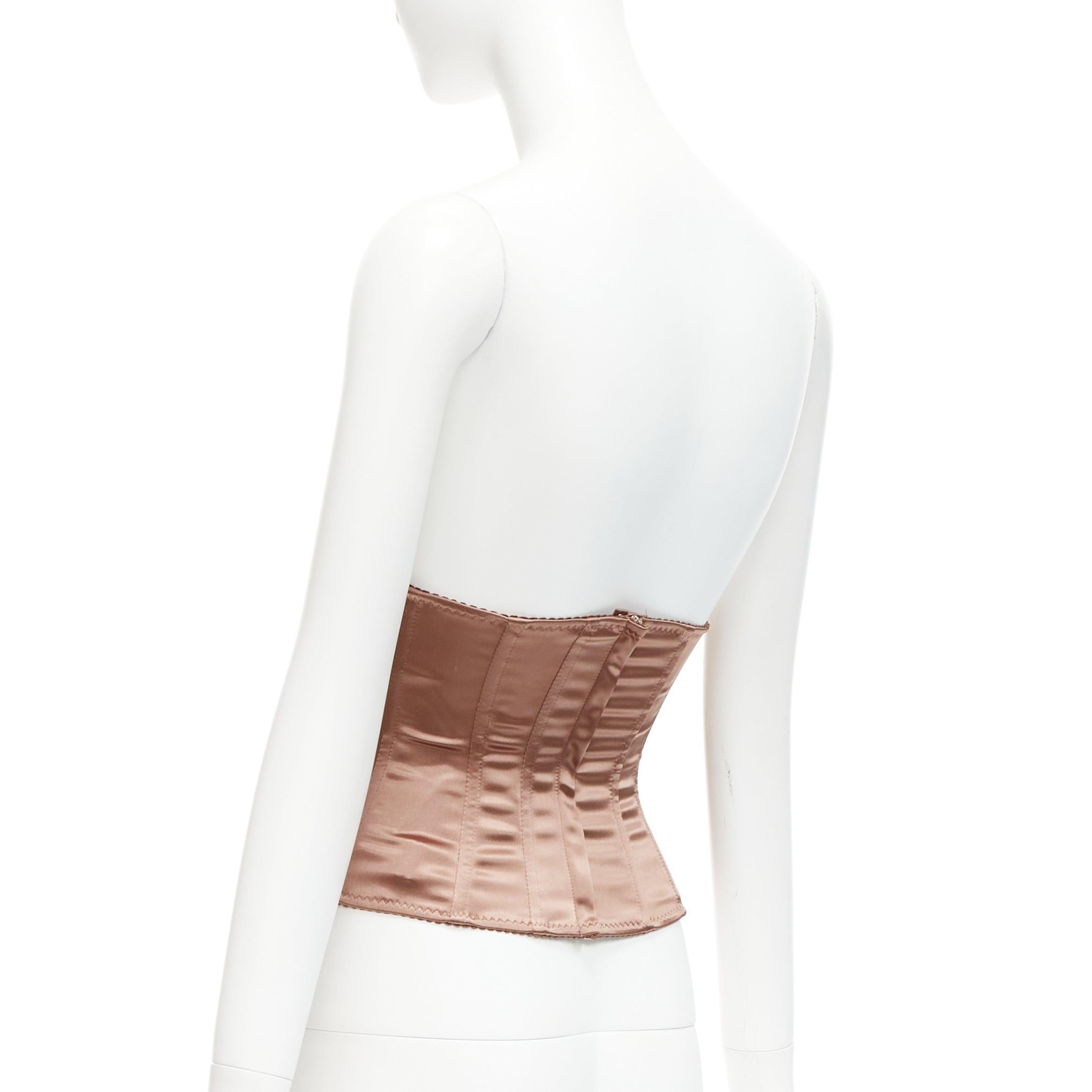 DOLCE GABBANA nude ribbon lace detailing boned corset belt IT36 XXS For Sale 2