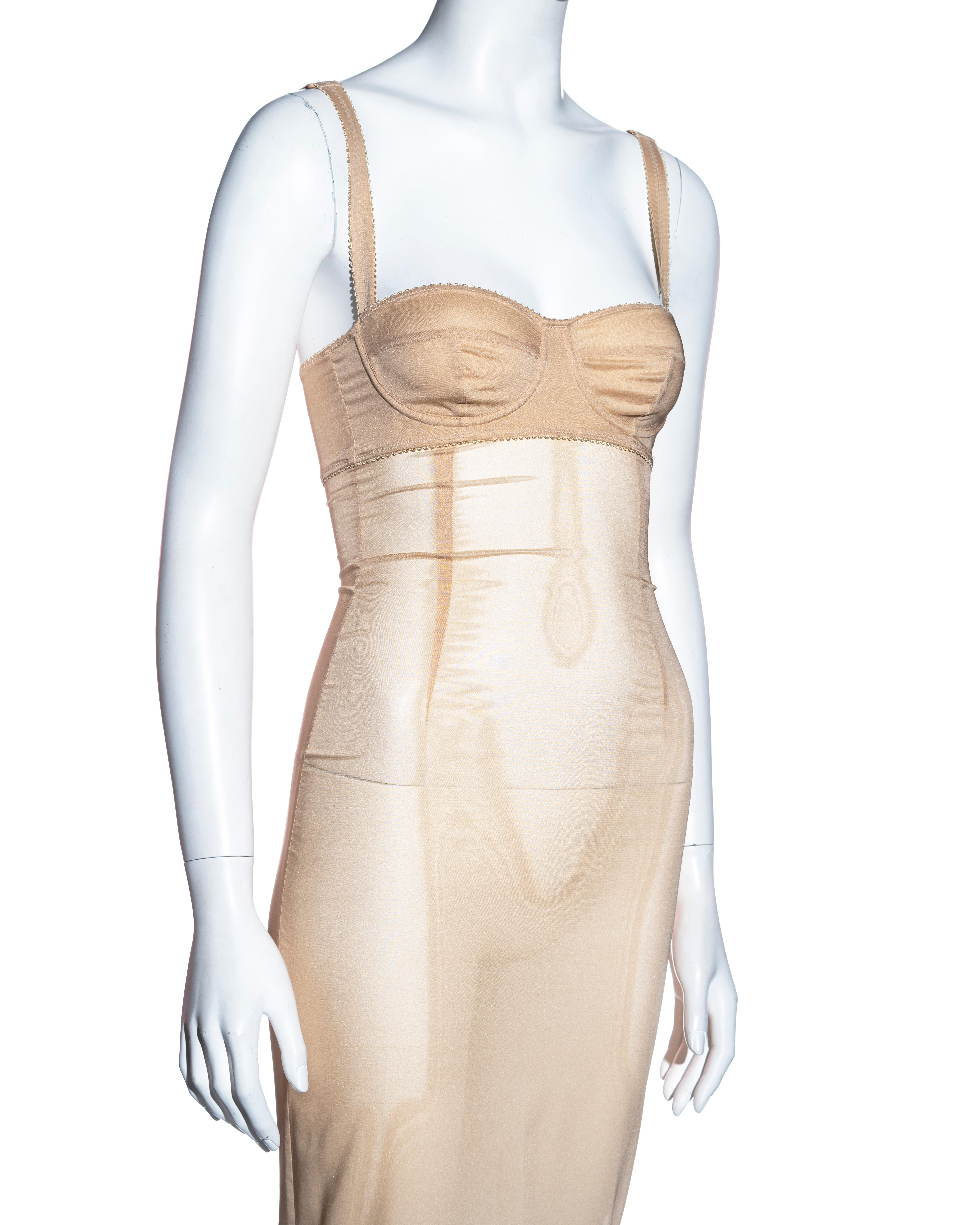 De las mujeres Vestido corpiño de seda transparente Dolce & Gabbana nude, c. 2000