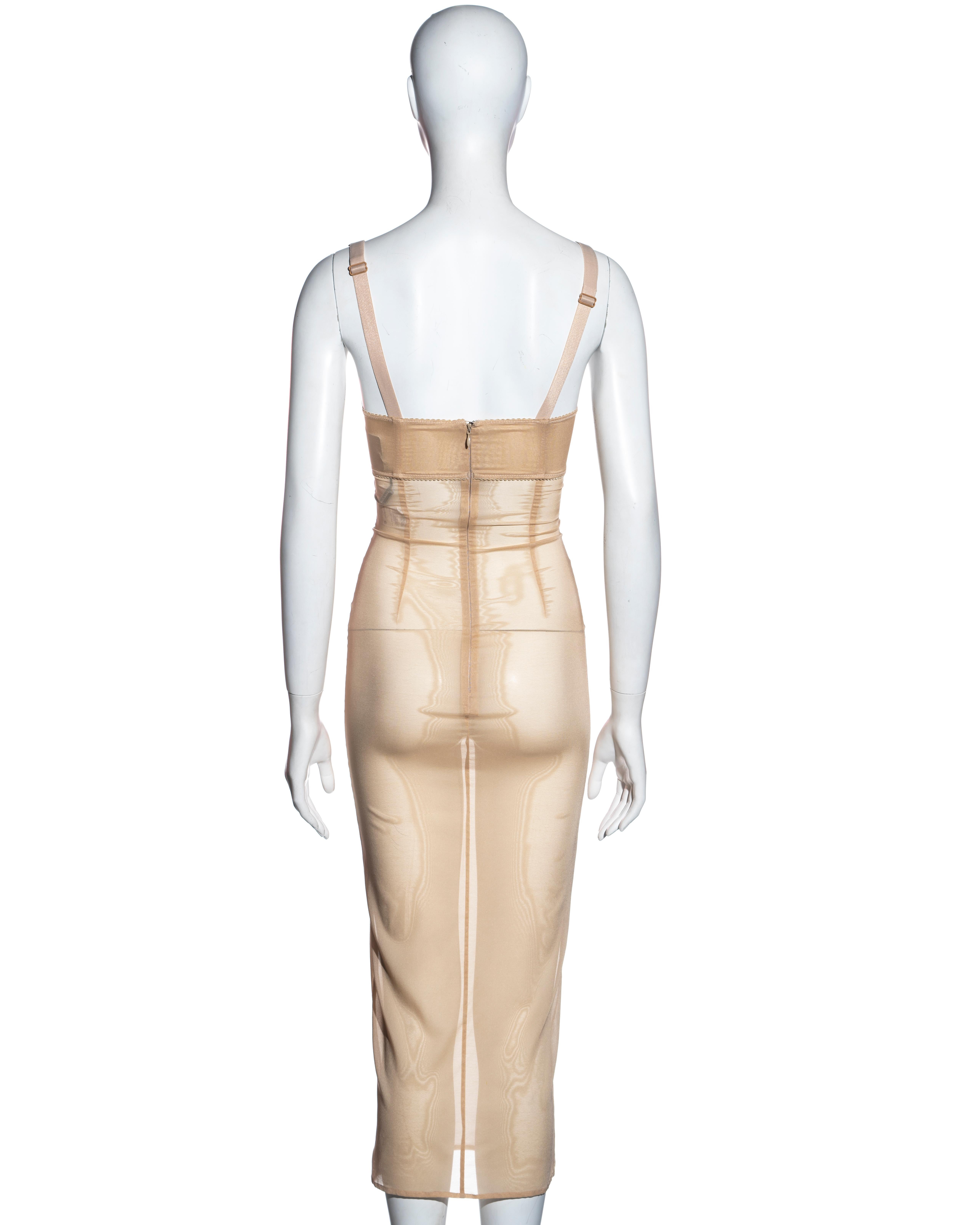 Vestido corpiño de seda transparente Dolce & Gabbana nude, c. 2000 3