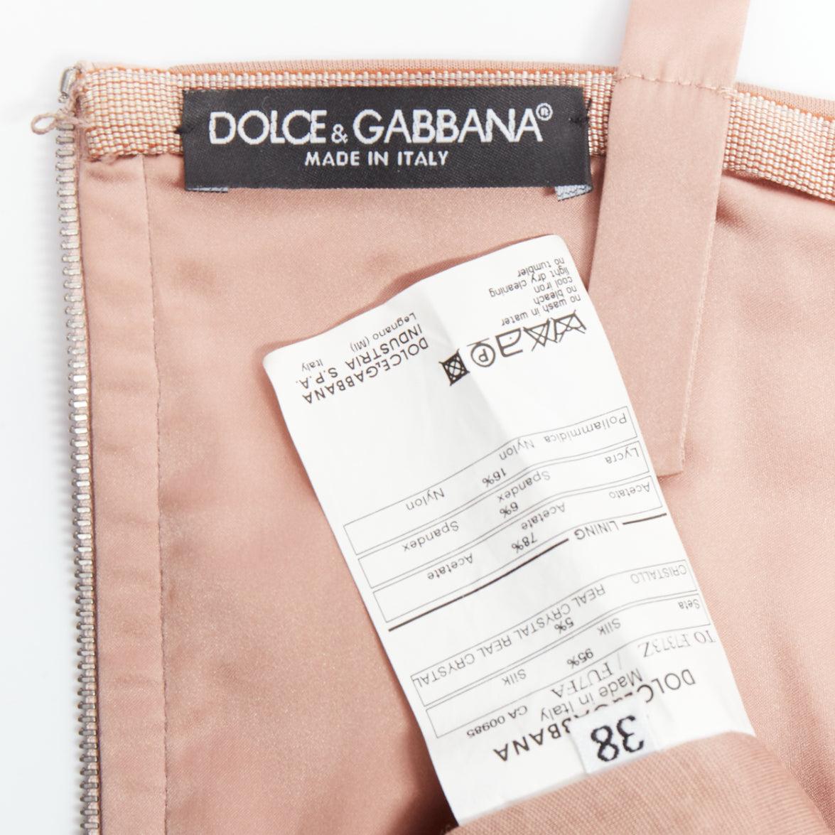 DOLCE GABBANA nude silk crystal strap ruched corset bustier IT38 XS For Sale 3