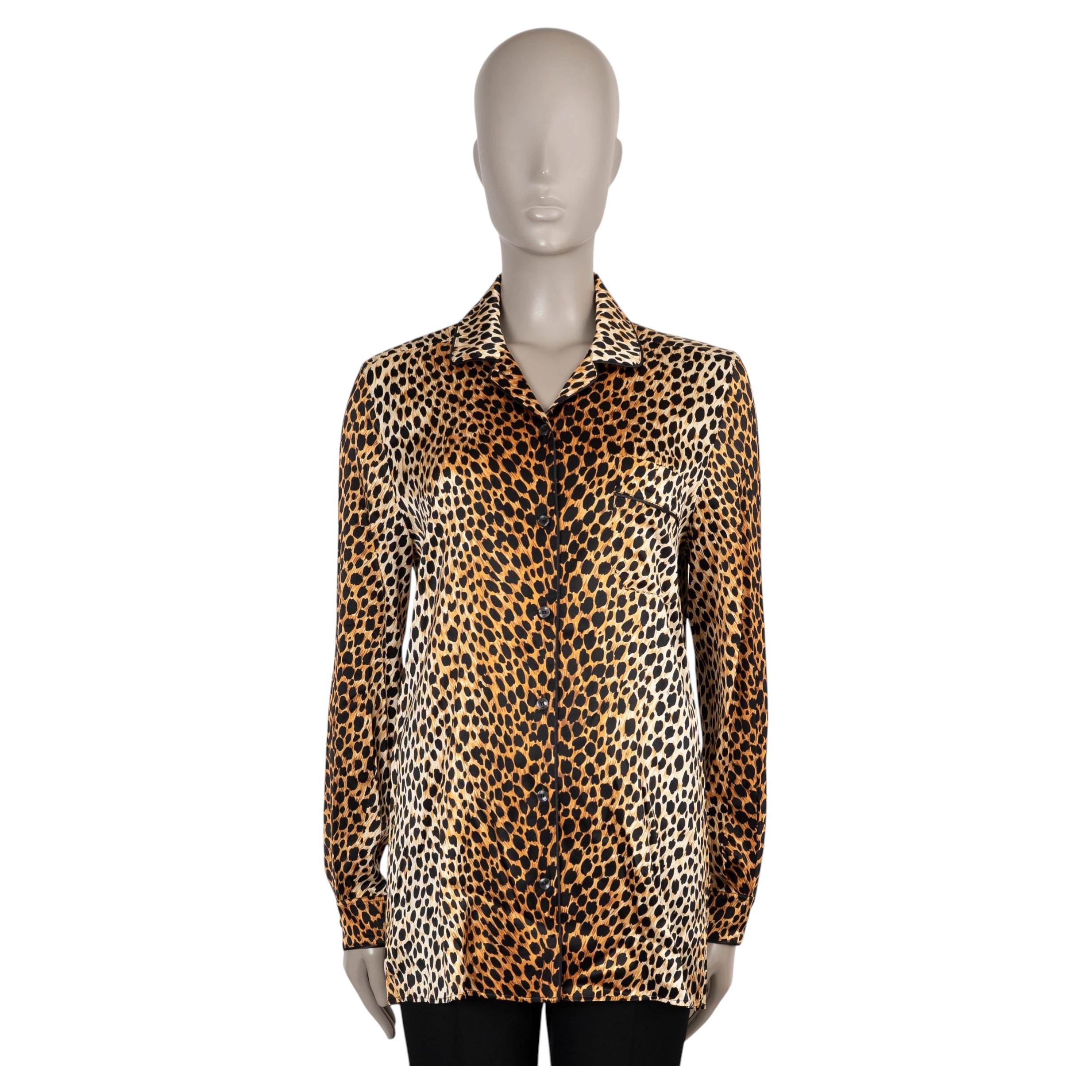 DOLCE & GABBANA ochre silk OCELOT PAJAMA Shirt 40 S