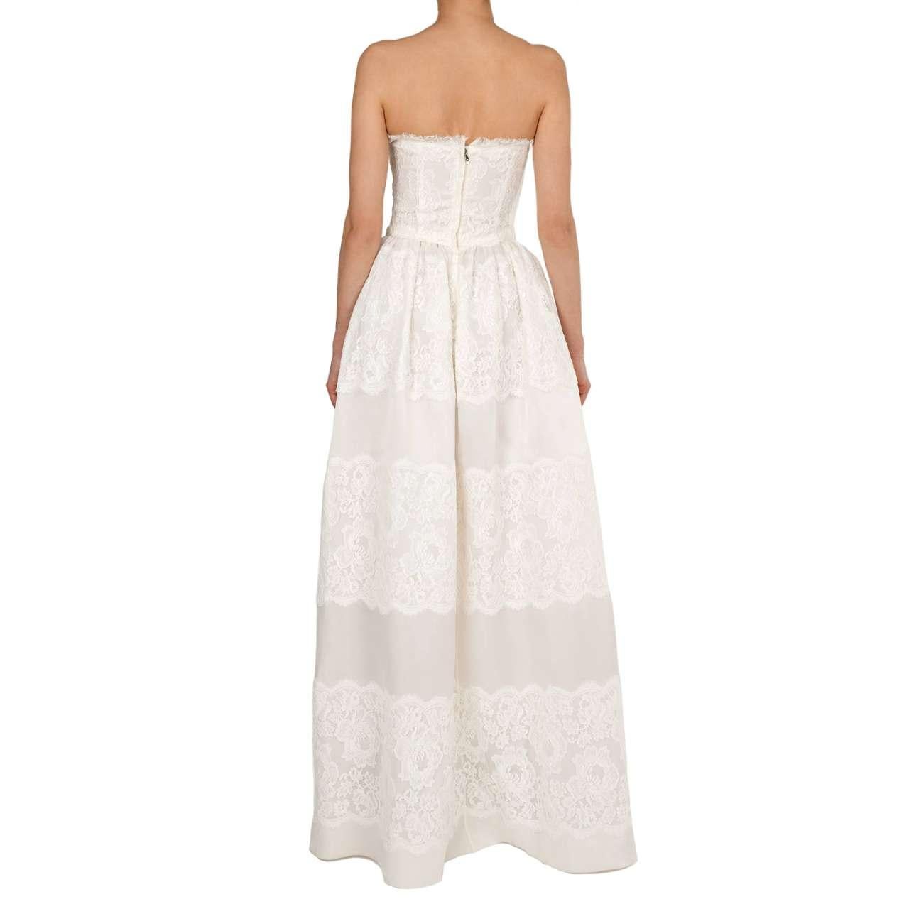 Dolce and Gabbana OffShoulder Floral Lace Silk Maxi Wedding Dress