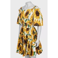 Dolce & Gabbana Off-Shoulder Sunflower Print Dress Sz.40/S