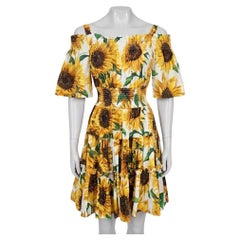 Dolce & Gabbana Off-Shoulder Sunflower Print Dress Sz.40/S