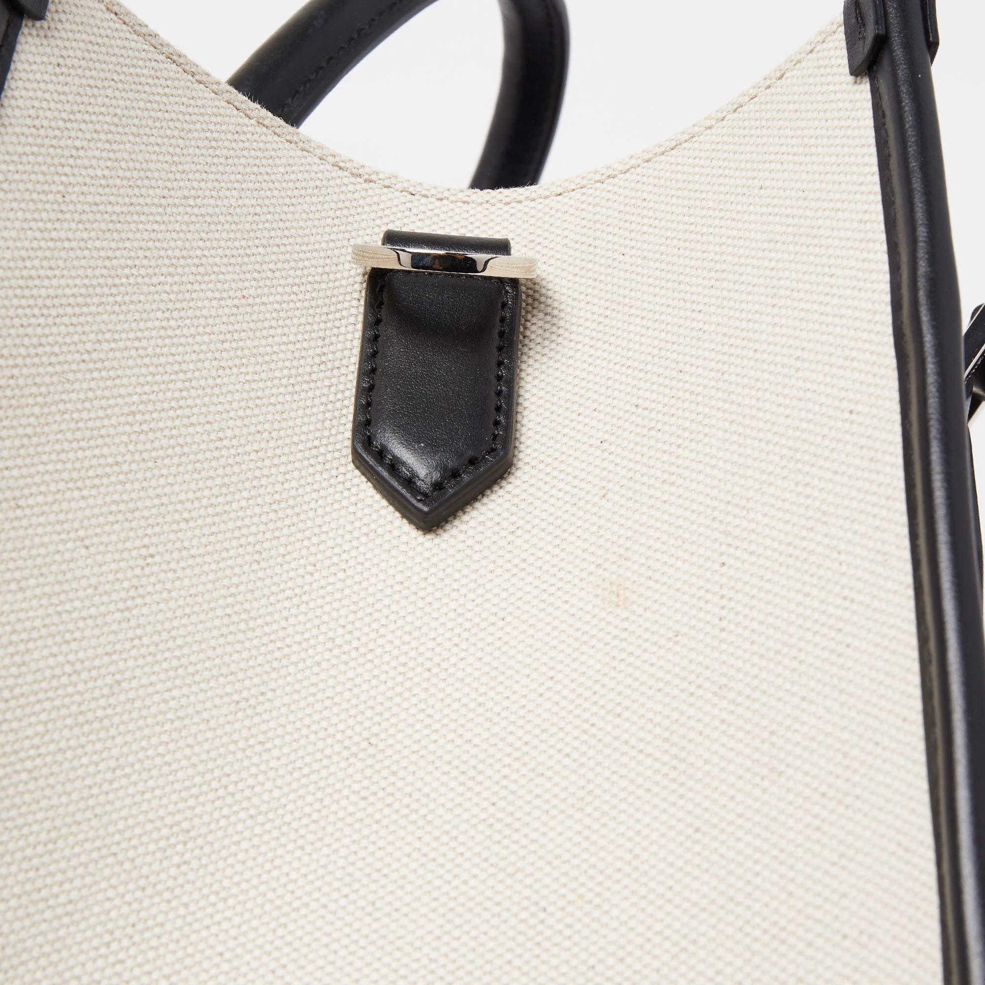 Dolce & Gabbana Off-White/Black Canvas And Leather DG Logo Shopper Tote 6