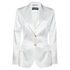 Dolce & Gabbana Off White Cotton Twill Single Breasted Blazer M